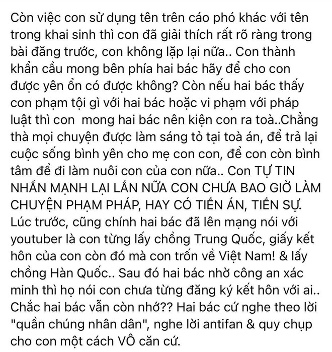 Linh Lan đáp trả trực tiếp vợ cũ và bố mẹ NS Vân Quang Long: Nói rõ kết quả vụ kiện xác minh danh tính, tuyên bố muốn đối chất ở toà án! - Ảnh 3.