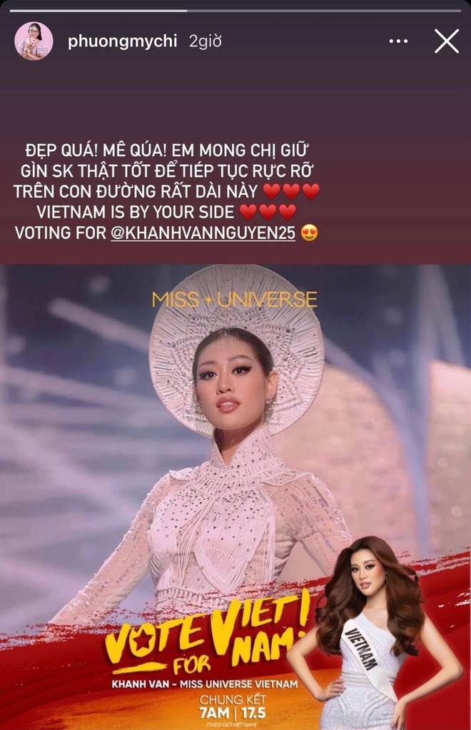 Cả Vbiz hướng về Khánh Vân trong đêm Bán kết Miss Universe: H’Hen Niê - Tóc Tiên động viên, dàn sao ráo riết kêu gọi vote - Ảnh 14.