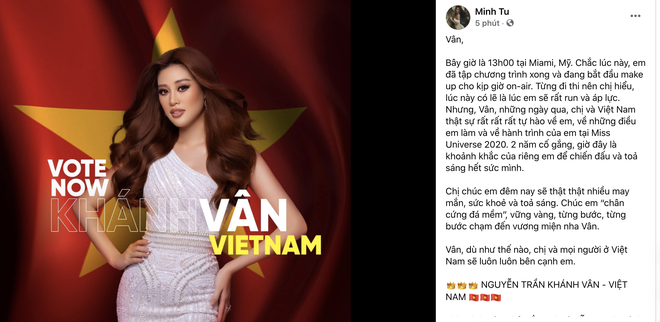 Gia đình và dàn sao Vbiz đồng lòng ủng hộ Khánh Vân trước Chung kết Miss Universe, nhuộm đỏ cả MXH bằng màu cờ Việt Nam - Ảnh 11.