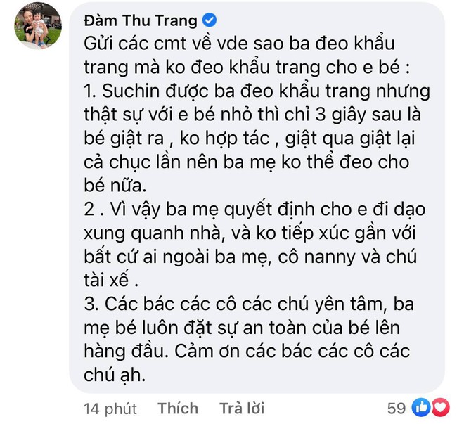 Cường Đô La bị nhắc nhở vì không đeo khẩu trang cho ái nữ giữa mùa dịch Covid-19, Đàm Thu Trang giải thích liệu có hợp lý? - Ảnh 3.