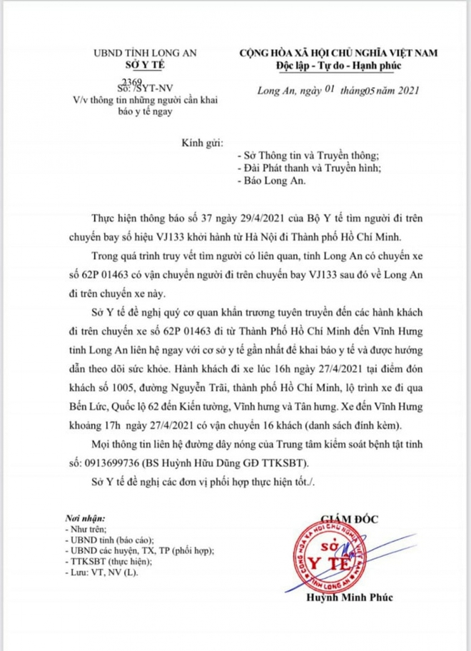 Long An khẩn cấp t&igrave;m người li&ecirc;n quan BN2910 - Ảnh 1.