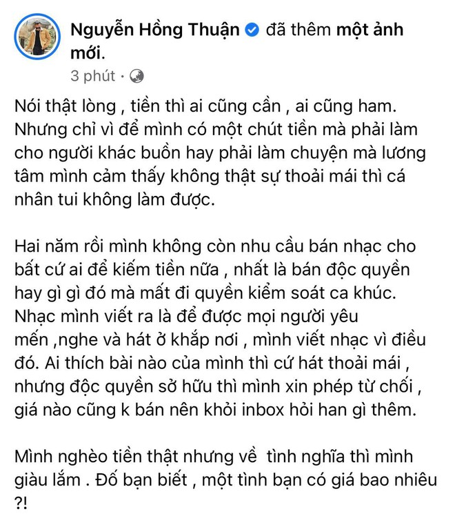 Nhạc sĩ Nguyễn Hồng Thuận nêu quan điểm khác 180 độ với Khắc Việt giữa lùm xùm Nathan Lee chốt đơn loạt hit của Cao Thái Sơn - Ảnh 2.