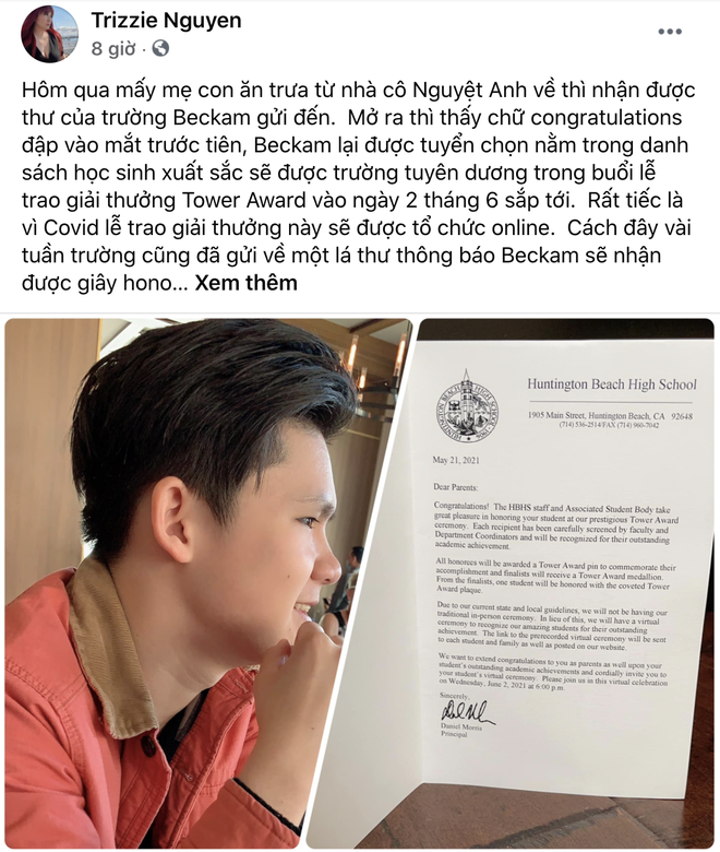 Vợ cũ Bằng Kiều tự hào khoe thành tích học tập khủng của con trai cả ở Mỹ, cả dàn sao Việt rần rần vào chúc mừng - Ảnh 2.