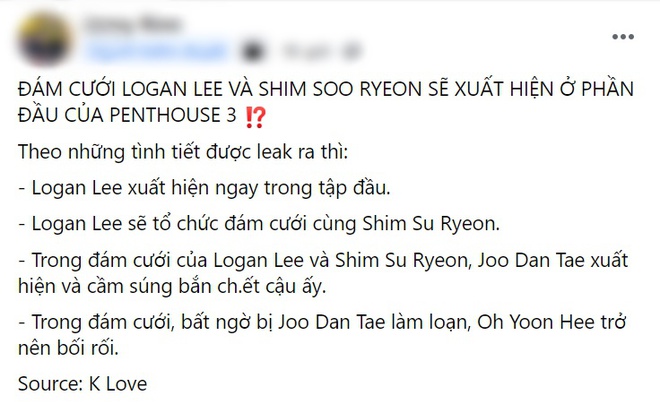 Lộ kịch bản Penthouse 3: Logan Lee hồi sinh cưới chị đẹp Su Ryeon nhưng lại bị bắn chết tại đ&aacute;m cưới? - Ảnh 1.