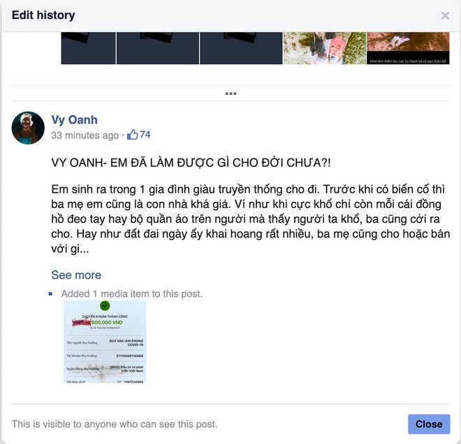 Tranh cãi nghi vấn Vy Oanh đăng ảnh sao kê từ thiện pha ke và còn chỉnh sửa nhiều lần, người trong cuộc phải lên tiếng ngay - Ảnh 6.