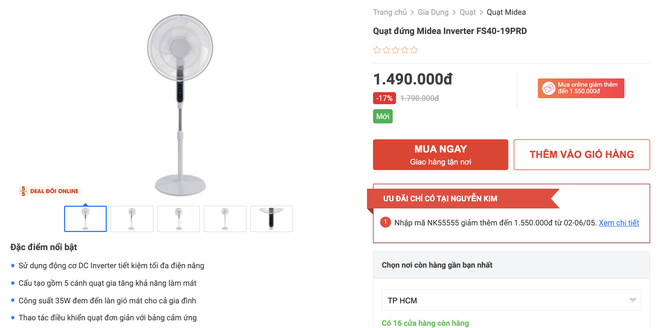 Nhiều quạt đứng chất lượng đang sale 70%: Chỉ từ 149k, tranh thủ sắm ngay để giải nhiệt ngày nóng - Ảnh 13. Nhiều quạt đứng chất lượng đang sale 70%: Chỉ từ 149k, tranh thủ sắm ngay để giải nhiệt ngày nóng - Ảnh 13.
