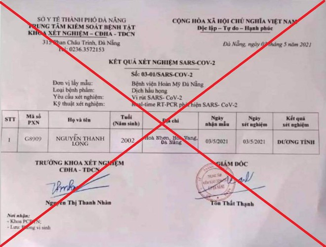 Đà Nẵng triệu tập đối tượng làm giả giấy xét nghiệm dương tính COVID-19 - Ảnh 1. Đà Nẵng triệu tập đối tượng làm giả giấy xét nghiệm dương tính COVID-19 - Ảnh 1.