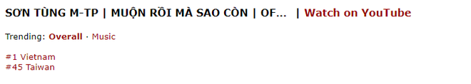 Muộn Rồi Mà Sao Còn của Sơn Tùng M-TP là video âm nhạc số 1 thế giới tuần vừa qua, vượt cả Billie Eilish và ITZY - Ảnh 7.