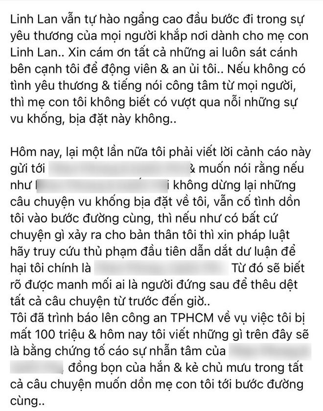Linh Lan chính thức lên tiếng vì bị tố là đồng phạm trong vụ lừa đảo 100 triệu chi phí tang lễ của NS Vân Quang Long - Ảnh 3.