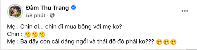 Đàm Thu Trang giận tím người tố Cường Đô La dạy hư ái nữ, Suchin làm gì mà khiến mẹ bỉm căng đét thế? - Ảnh 2.