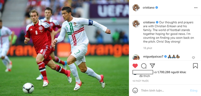 Ronaldo và dàn sao bóng đá cầu nguyện cho Eriksen - Ảnh 1.