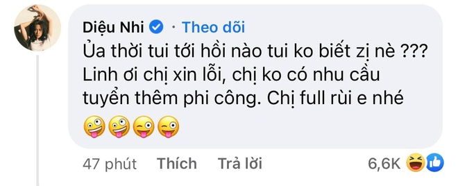 Được Tiến Linh thả thính, Diệu Nhi nhanh chóng xin lỗi vì không có nhu cầu tuyển thêm phi công - Ảnh 2.