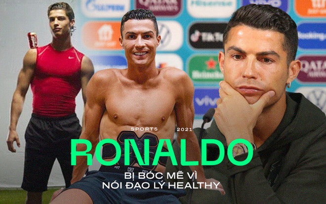 Ronaldo nói đạo lý healthy bị dân tình bóc mẽ: Kiếm hàng nghìn tỷ đồng nhờ quảng cáo sản phẩm không lành mạnh, từ nước có ga, gà rán đến máy rung tạo 6 múi - Ảnh 1.