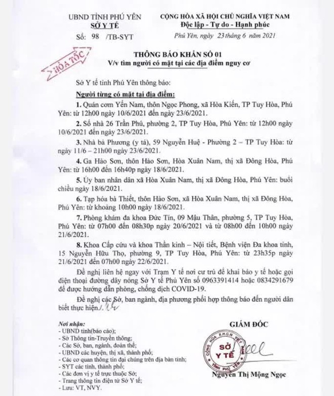 B&igrave;nh Định th&ocirc;ng b&aacute;o khẩn t&igrave;m người li&ecirc;n quan c&aacute;c điểm nguy cơ ở Ph&uacute; Y&ecirc;n - Ảnh 1.