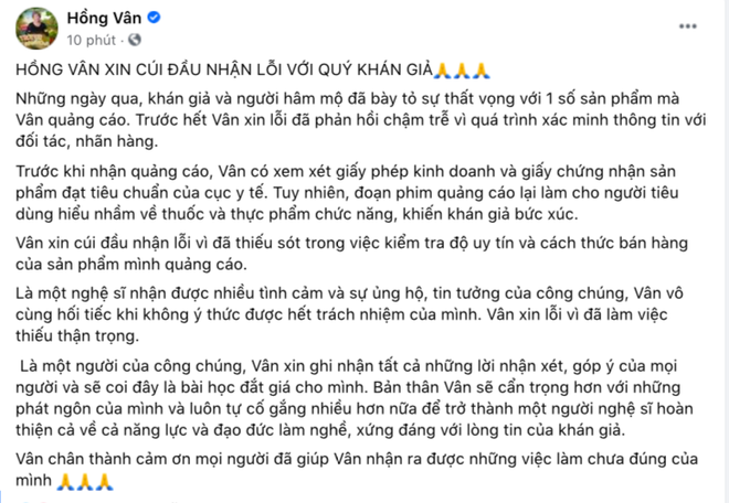 NS Hồng Vân cúi đầu xin lỗi khán giả - Ảnh 2.