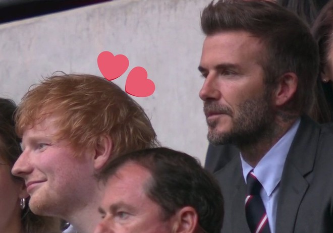 Spotlight trận Anh - Đức đổ dồn vào 5 giây Ed Sheeran e thẹn bên David Beckham rồi quay sang hú hí với cậu con Romeo - Ảnh 4.