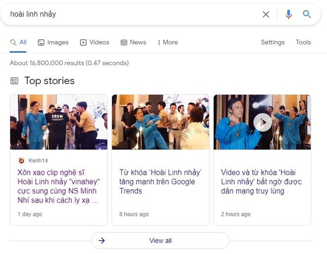 Từ khóa Hoài Linh nhảy lọt top tìm kiếm nhiều nhất 24 giờ qua, cho ra 16,8 triệu kết quả chỉ trong 0,47 giây sau clip quẩy vinahey - Ảnh 6.