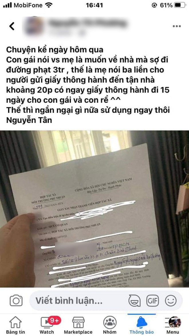 TP.HCM: Bố là giám đốc HTX môi trường, con gái lên mạng khoe được cấp “giấy thông hành” để đi lại tự do - Ảnh 1.