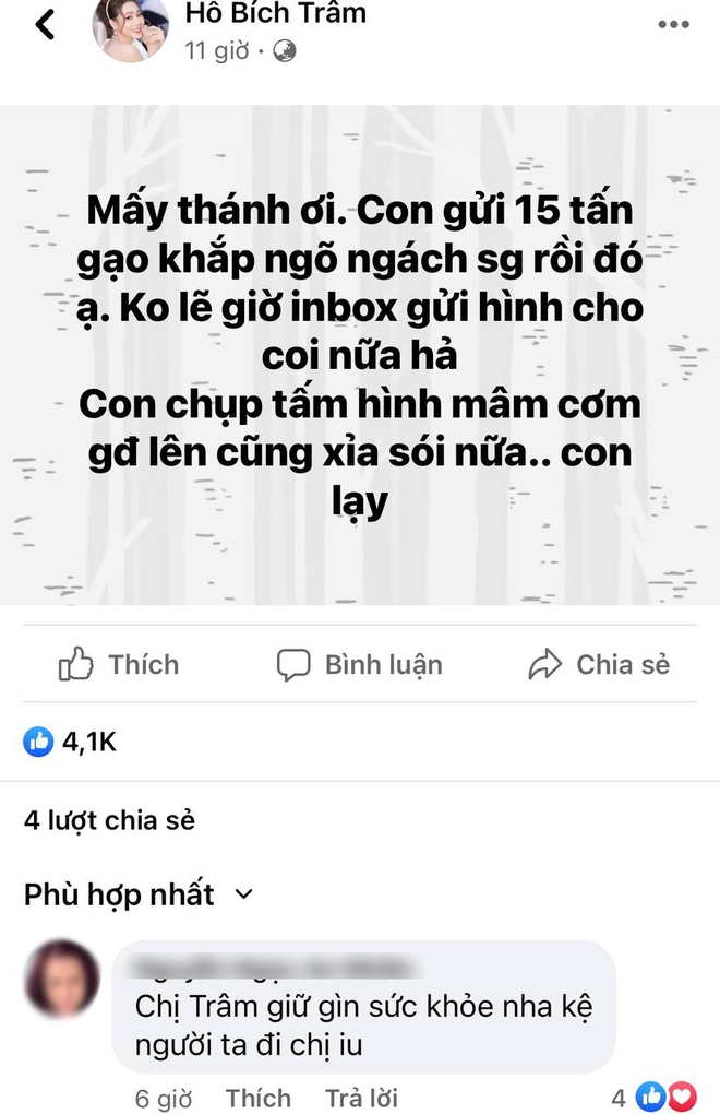 Đăng ảnh mâm cơm gia đình giữa mùa dịch, Hồ Bích Trâm bị netizen xỉa xói, bức xúc đến nỗi làm ngay điều này? - Ảnh 4.