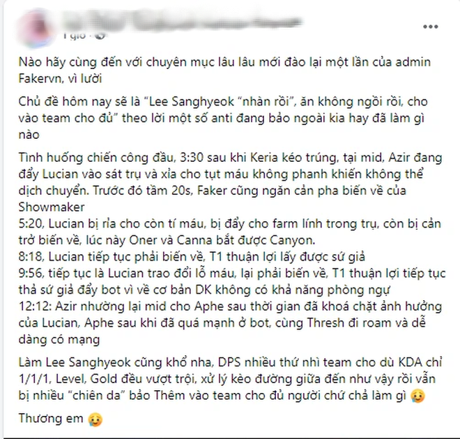 Toàn cảnh drama fan Faker và BLV Hoàng Luân tranh cãi nảy lửa sau nhận xét Faker có mặt cho đủ đội hình T1 - Ảnh 2.