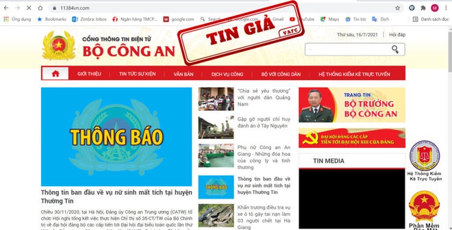 Lập website giả mạo Cổng thông tin điện tử Bộ công an để lừa đảo - Ảnh 1.