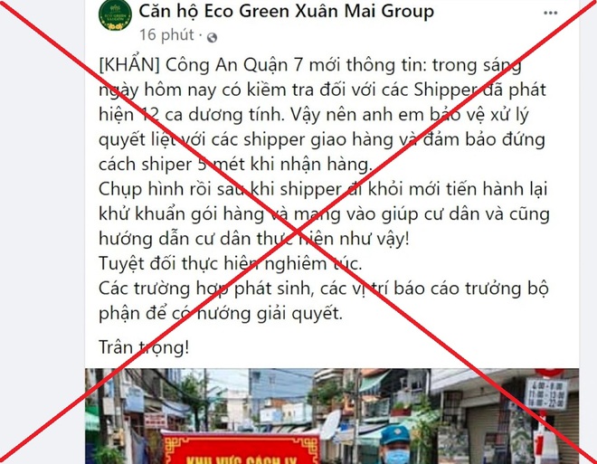 Công an tìm người đăng tải tin 12 shipper dương tính Covid-19 ở quận 7 trên mạng xã hội - Ảnh 1.