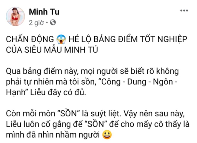 Minh Tú khoe bảng điểm thi tốt nghiệp có một không hai mà gây sốt MXH, ai ngờ có 1 môn ăn... điểm liệt - Ảnh 2.