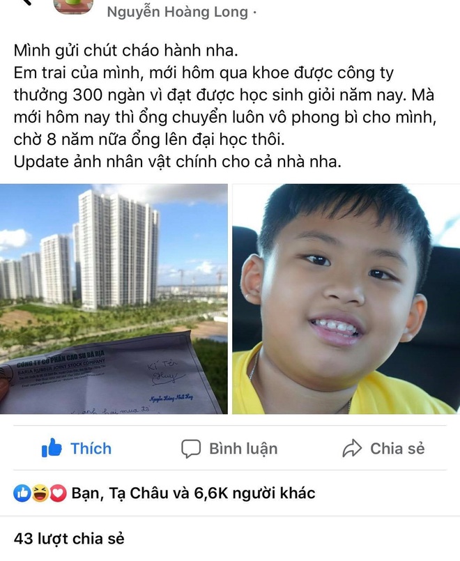 Nhận tiền học bổng, em trai liền gửi ngay cho anh k&egrave;m lời nhắn: Tặng anh hai mua đồ ăn ph&ograve;ng dịch - Ảnh 1.