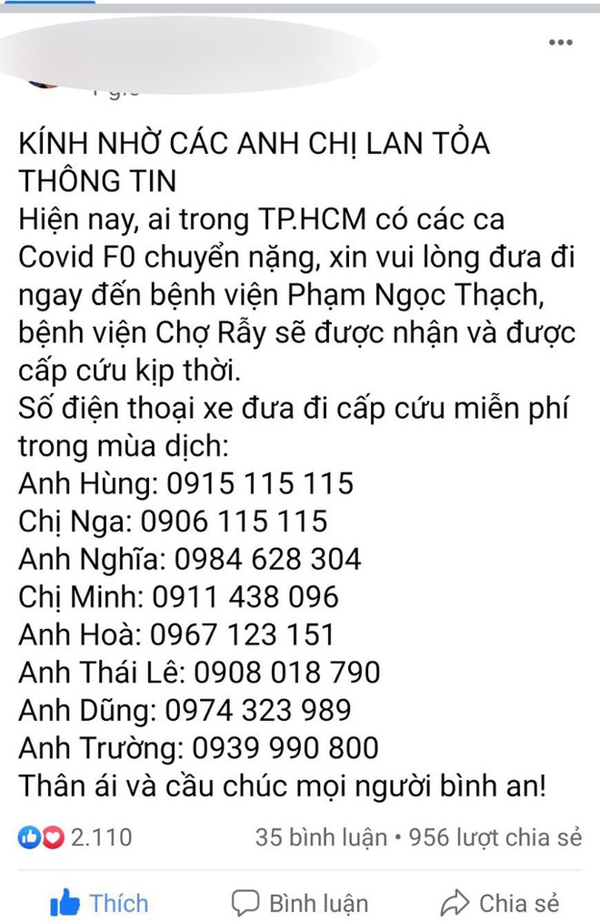  Sự thật về 8 số điện thoại hỗ trợ cấp cứu bệnh nhân Covid-19 ở TP.HCM  - Ảnh 1.