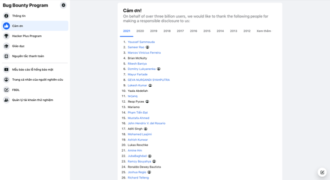 9 hacker Việt được Facebook vinh danh vì góp phần thông báo lỗ hổng của ứng dụng - Ảnh 2.