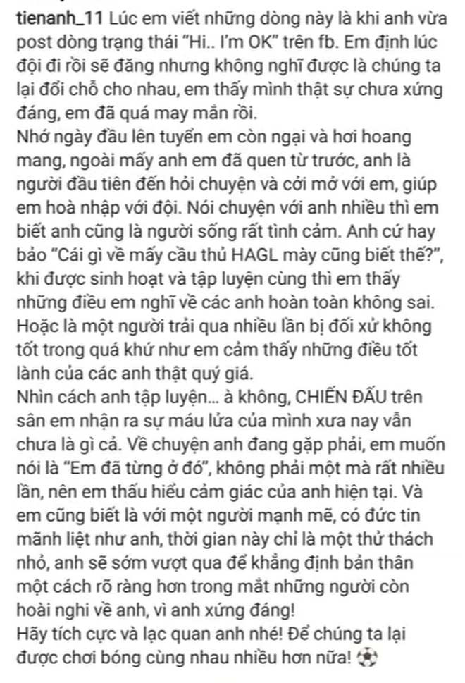 L&ecirc; Tiến Anh gửi t&acirc;m thư đầy x&uacute;c động tới Minh Vương: Em nghĩ m&igrave;nh chưa xứng đ&aacute;ng - Ảnh 2.