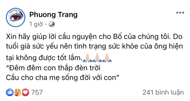 Em gái NS Hoài Linh gây lo lắng khi thông báo tình trạng sức khoẻ của bố, Nam Thư - Bảo Anh và dàn sao động viên - Ảnh 2.