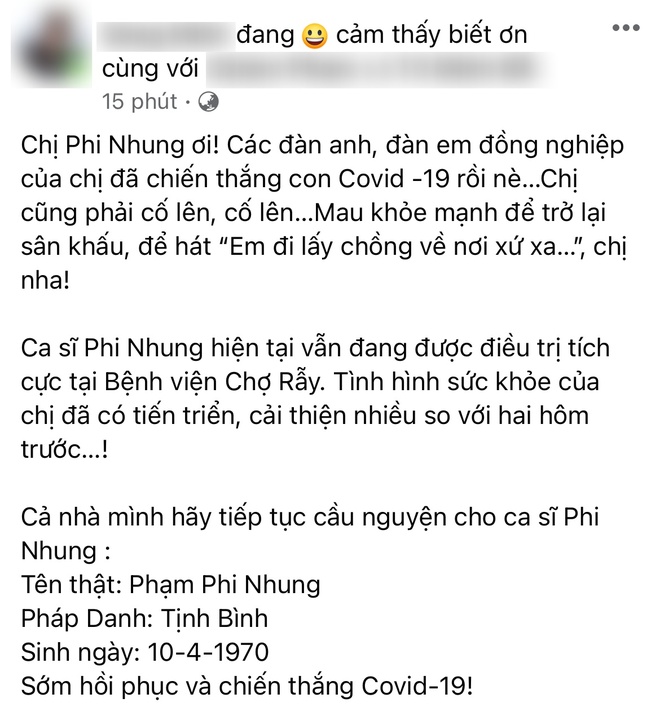 Con trai nuôi viết tâm thư động viên ca sĩ Phi Nhung, tình hình nữ ca sĩ thế nào sau 3 ngày chuyển viện điều trị Covid-19? - Ảnh 4.