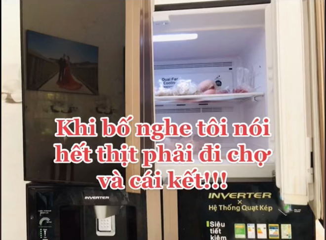Khi con g&aacute;i than thở nh&agrave; sắp hết thịt ăn, &ocirc;ng bố c&oacute; ngay một h&agrave;nh động khiến d&acirc;n mạng mắt tr&ograve;n mắt dẹt - Ảnh 1.