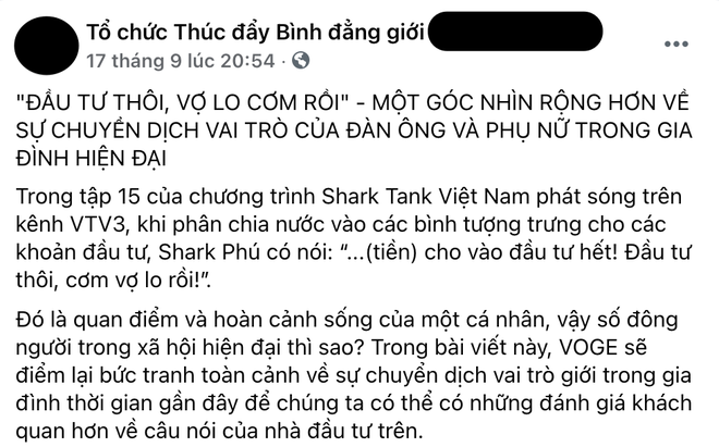 Shark Phú lại vướng lùm xùm vì phát ngôn bị cho là ngầm trói phụ nữ vào việc bếp núc, định kiến giới: Thực hư ra sao quý zị ơi? - Ảnh 3. Shark Phú lại vướng lùm xùm vì phát ngôn bị cho là ngầm trói phụ nữ vào việc bếp núc, định kiến giới: Thực hư ra sao quý zị ơi? - Ảnh 3.