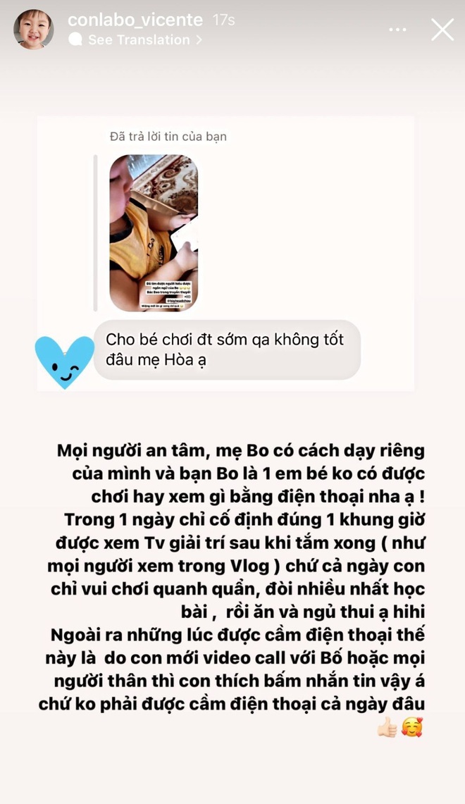 Bị nhắc nhở 1 thói quen không tốt cho quý tử mới 1 tuổi, mẹ bỉm Hoà Minzy giải thích thế nào? - Ảnh 3.