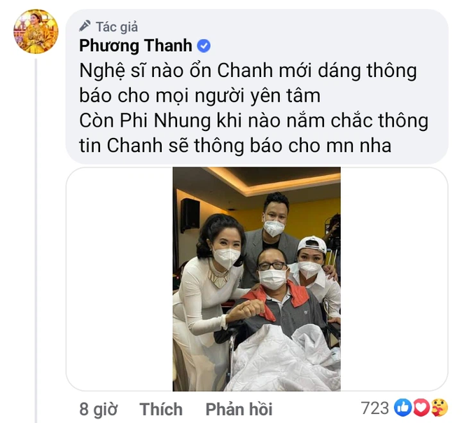 Phương Thanh báo tin vui về NS Trần Mạnh Tuấn sau khi bị đột quỵ, nói thế nào khi được hỏi tình hình của Phi Nhung? - Ảnh 3.