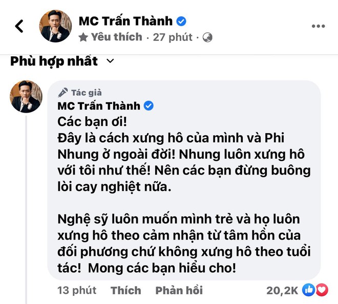 Hot lại clip Trấn Thành trò chuyện với Phi Nhung, lý giải cách xưng hô ngang hàng phải lứa dù kém đàn chị  17 tuổi - Ảnh 4.