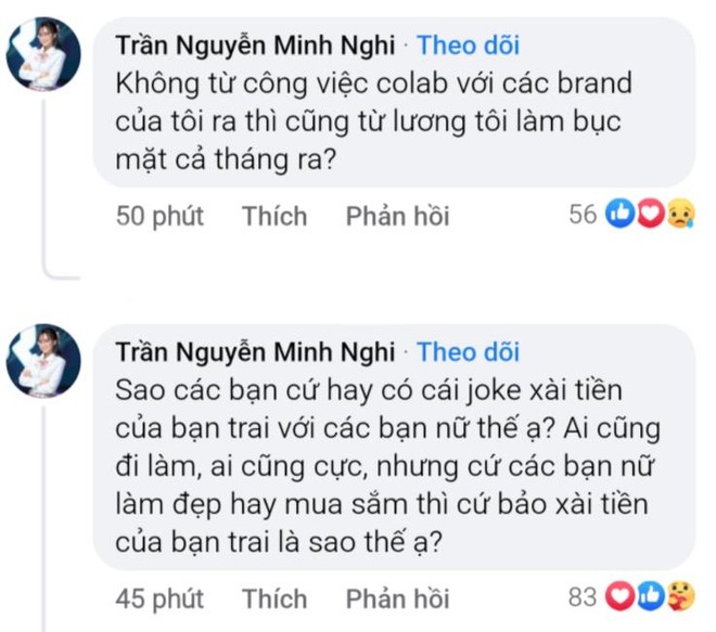 Bị đùa kém sang về chuyện tiêu tiền bạn trai, Minh Nghi lên tiếng phản pháo cực gắt - Ảnh 2.