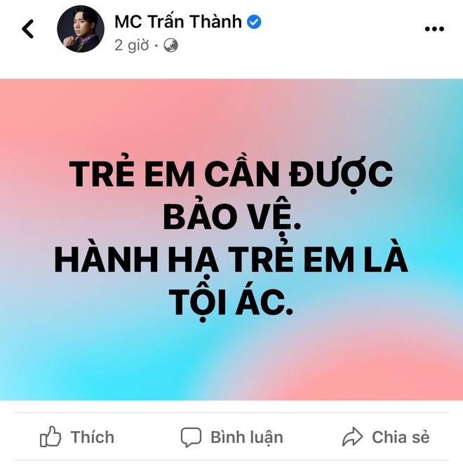 Vụ em bé 3 tuổi bị người tình của mẹ đóng 9 cây đinh lên đầu: Trấn Thành và dàn sao Vbiz đồng loạt lên tiếng! - Ảnh 2.
