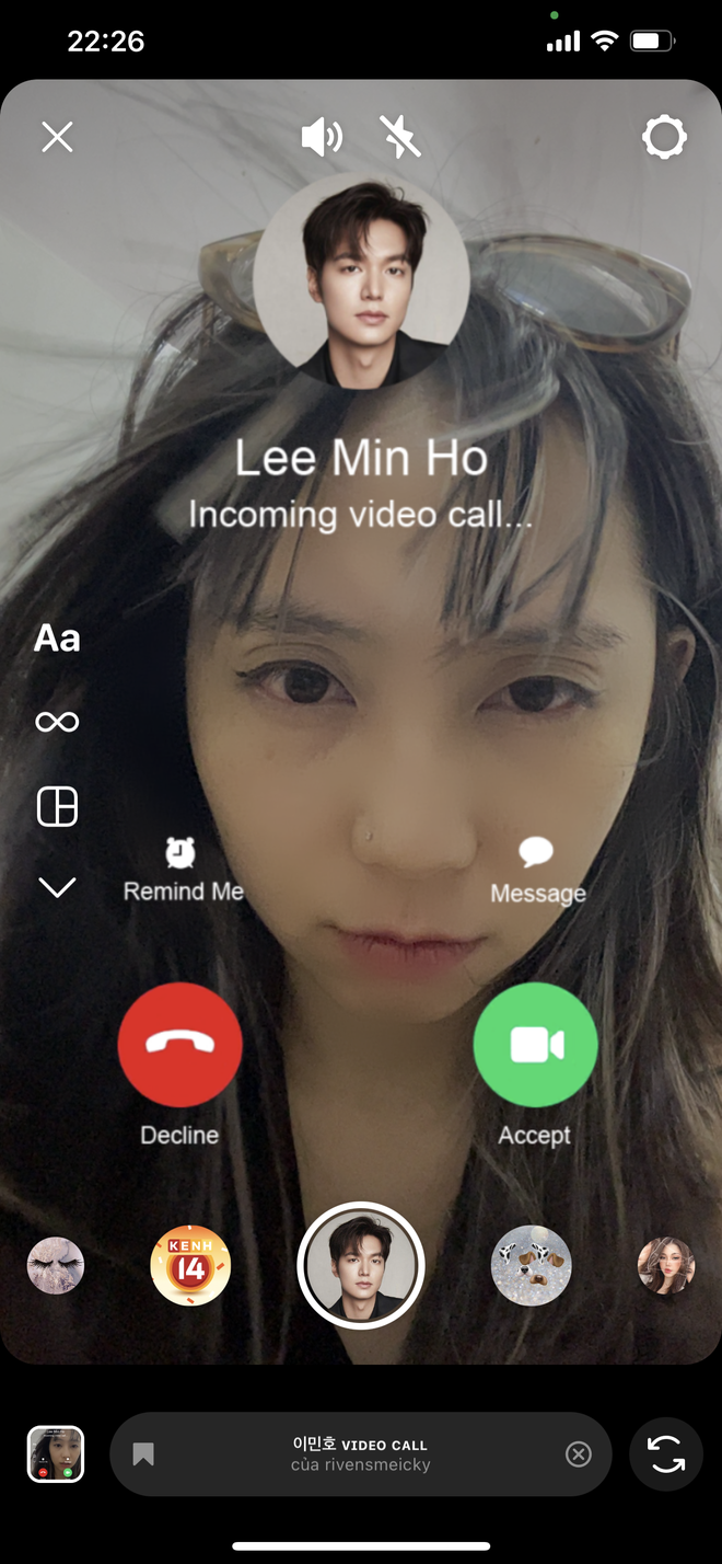 Gọi video call với Lee Min Ho - Thỏa mãn niềm đam mê và tưởng tượng của bạn bằng cách tham gia cuộc gọi video call với nam diễn viên Lee Min Ho, người đã chinh phục hàng triệu trái tim khắp thế giới với dáng vẻ điển trai và tài năng diễn xuất của mình.