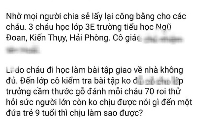 Xôn xao thông tin 3 học sinh lớp 3 bị đánh mỗi cháu 70 roi, công an vào cuộc xác minh - Ảnh 1.