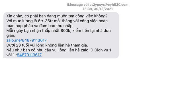 Cận Tết, xuất hiện đầy rẫy tin nhắn mời gọi tham gia đa cấp với thu nhập khủng trên iMessage, người dùng dễ mắc bẫy? - Ảnh 4.