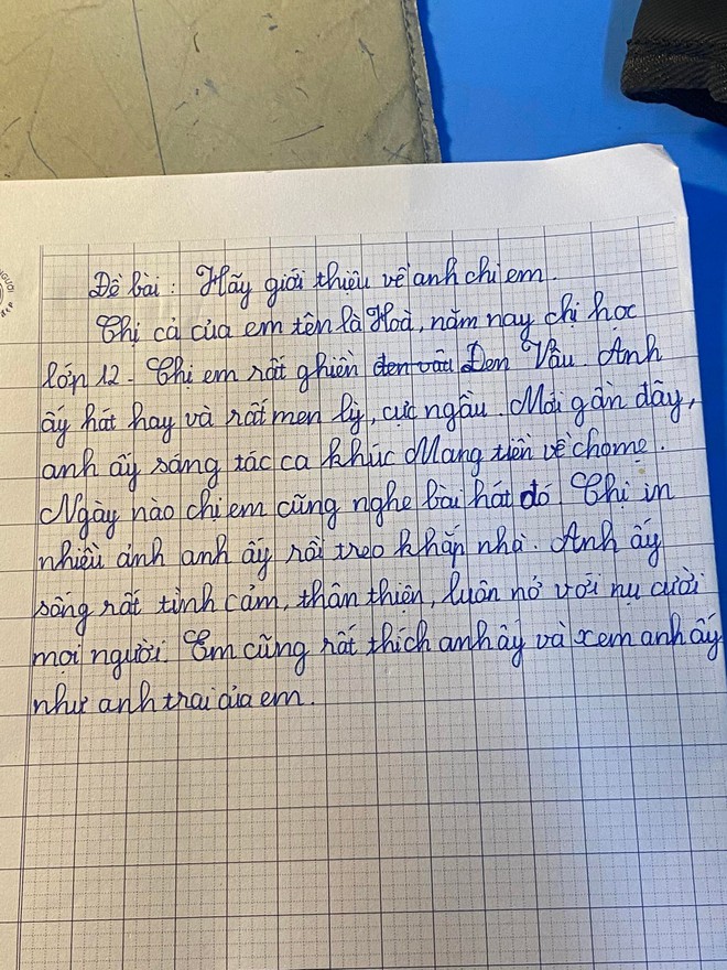 Học sinh tiểu học bẻ lái khét lẹt trong bài Văn tả chị, câu chốt lộ luôn fan xịn Đen Vâu - Ảnh 1.