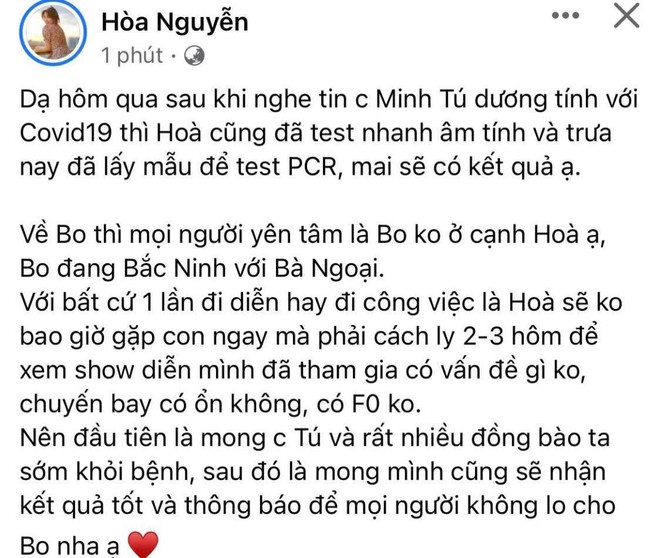 Hoà Minzy tiếp xúc gần với Minh Tú, tình hình bé Bo ra sao? - Ảnh 3.