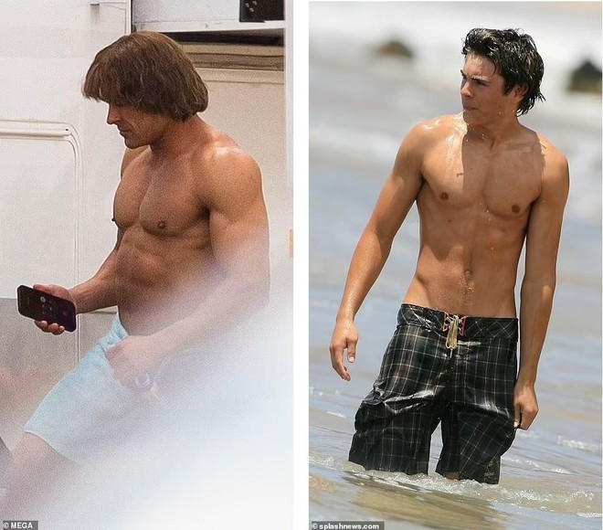 Zac Efron quấn khăn tắm đi quanh phim trường, ngoại hình khó nhận ra - Ảnh 4.