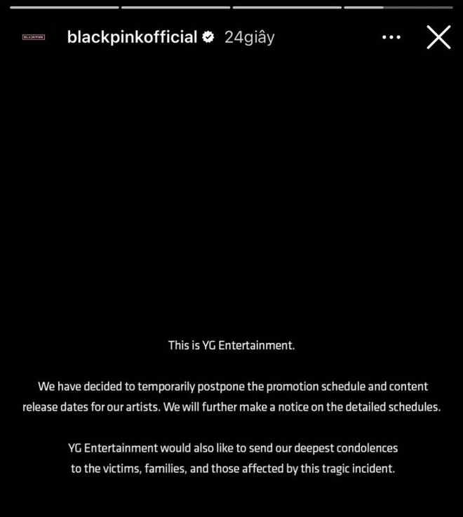 Loạt nghệ sĩ Hàn dời ra sản phẩm sau thảm kịch Itaewon, BLACKPINK thông báo tạm ngưng lịch quảng bá - Ảnh 2.