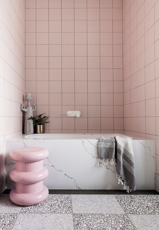 Những kiểu phòng tắm mang sắc hồng hiện đại - Ảnh 4.