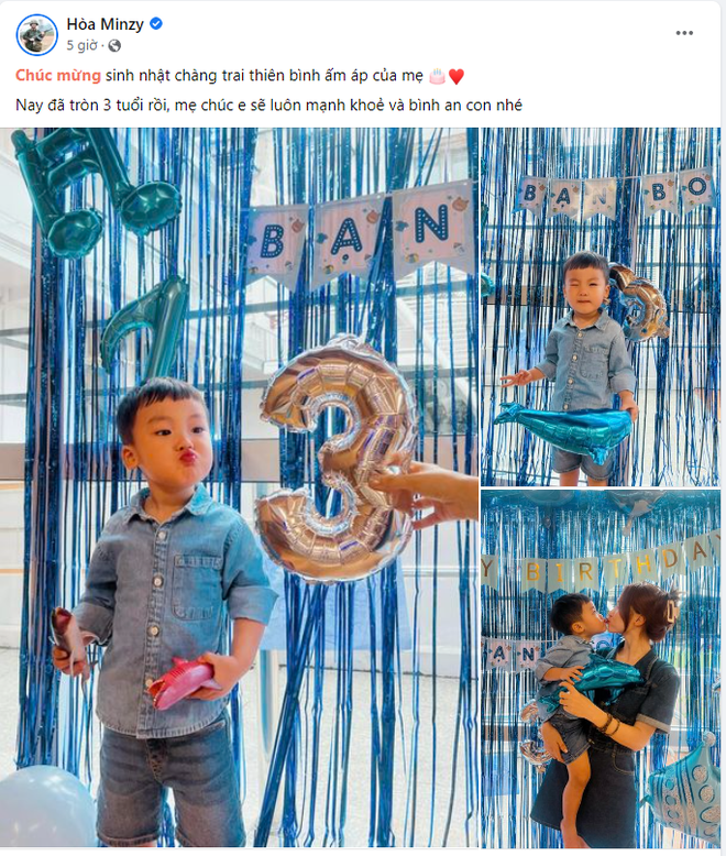 Hòa Minzy tự tay tổ chức sinh nhật 3 tuổi tại nhà cho con trai - Ảnh 1.