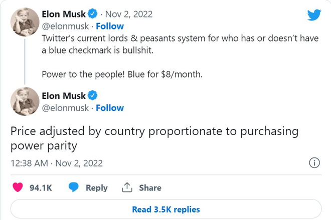 Ông hoàng chơi sốc Elon Musk: chốt thu phí tài khoản tick xanh Twitter 8 USD/tháng - Ảnh 2.